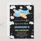 Invitations d'anniversaire de l'avion Bleu Orange  (Devant)