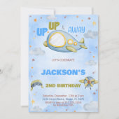 Invitations d'anniversaire de l'avion Bleu orange (Devant)