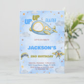 Invitations d'anniversaire de l'avion Bleu orange (Debout devant)