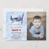 Invitations d'anniversaire de l'avion bleu rouge a (Devant)