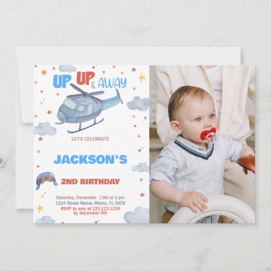 Invitations d'anniversaire de l'avion Blue Grey av (Devant)