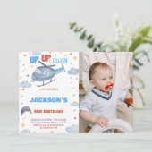 Invitations d'anniversaire de l'avion Blue Grey av (Debout devant)
