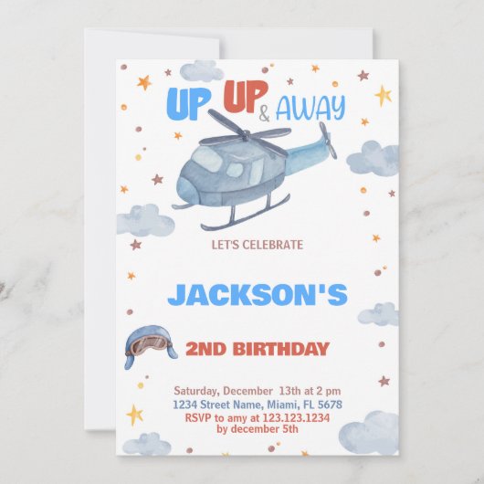 Invitations d'anniversaire de l'avion Blue Grey Or (Devant)