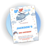 Invitations d'anniversaire de l'avion Blue Grey Or