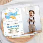 Invitations d'anniversaire de l'avion Blue Orange 