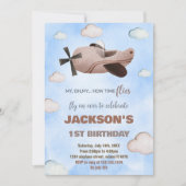 Invitations d'anniversaire de l'avion Brown (Devant)