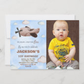 Invitations d'anniversaire de l'avion Brown avec p (Devant)