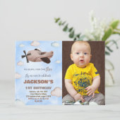 Invitations d'anniversaire de l'avion Brown avec p (Debout devant)