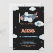 Invitations d'anniversaire de l'avion Brown Black (Devant)