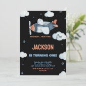 Invitations d'anniversaire de l'avion Brown Black (Debout devant)