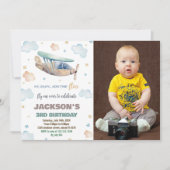 Invitations d'anniversaire de l'avion Brown Green (Devant)