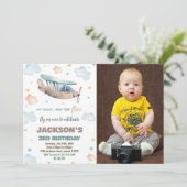Invitations d'anniversaire de l'avion Brown Green (Debout devant)