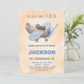 Invitations d'anniversaire de l'avion Brown Grey (Debout devant)