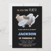 Invitations d'anniversaire de l'avion Brown gris n (Devant)
