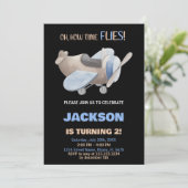 Invitations d'anniversaire de l'avion Brown gris n (Debout devant)