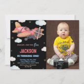 Invitations d'anniversaire de l'avion Brown noir a (Devant)