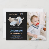 Invitations d'anniversaire de l'avion Brown Noir a (Devant)