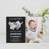 Invitations d'anniversaire de l'avion Brown Noir a (Debout devant)