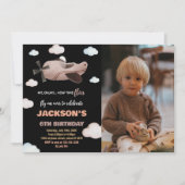 Invitations d'anniversaire de l'avion Brown noir a (Devant)