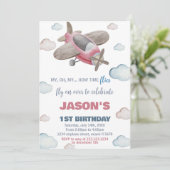 Invitations d'anniversaire de l'avion Brown rouge (Debout devant)