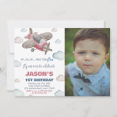 Invitations d'anniversaire de l'avion Brown rouge  (Devant)
