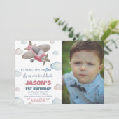 Invitations d'anniversaire de l'avion Brown rouge  (Debout devant)