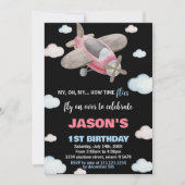 Invitations d'anniversaire de l'avion Brown rouge  (Devant)