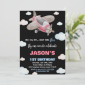 Invitations d'anniversaire de l'avion Brown rouge  (Debout devant)