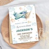 Invitations d'anniversaire de l'avion Brown vert