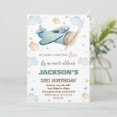 Invitations d'anniversaire de l'avion Brown vert (Debout devant)