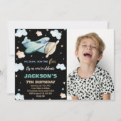 Invitations d'anniversaire de l'avion Brown vert a (Devant)