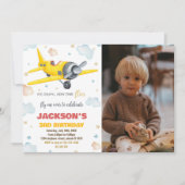 Invitations d'anniversaire de l'avion Jaune avec p (Devant)