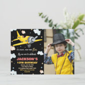 Invitations d'anniversaire de l'avion Jaune Noir a (Debout devant)