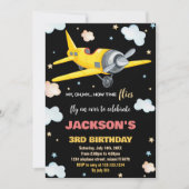 Invitations d'anniversaire de l'avion Jaune Noir B (Devant)