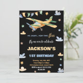 Invitations d'anniversaire de l'avion Jaune Vert N (Debout devant)