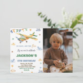 Invitations d'anniversaire de l'avion Jaune Vert W (Debout devant)