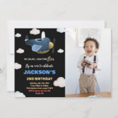 Invitations d'anniversaire de l'avion Nuage blanc (Devant)