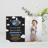 Invitations d'anniversaire de l'avion Nuage blanc (Debout devant)