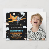 Invitations d'anniversaire de l'avion Orange Noir (Devant)