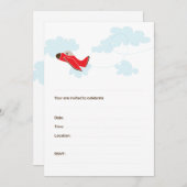 INVITATIONS D'ANNIVERSAIRE DE L'AVION - ROUGE (Devant / Derrière)