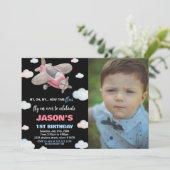 Invitations d'anniversaire de l'avion rouge avec p (Debout devant)