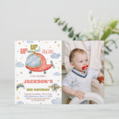 Invitations d'anniversaire de l'avion Vert avec ph (Debout devant)