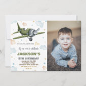 Invitations d'anniversaire de l'avion vert avec ph (Devant)