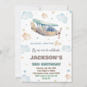 Invitations d'anniversaire de l'avion vert Brown (Devant)