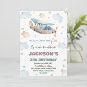 Invitations d'anniversaire de l'avion vert Brown (Debout devant)