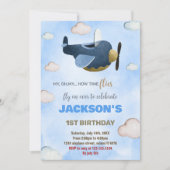 Invitations d'anniversaire de l'avion White Cloud (Devant)