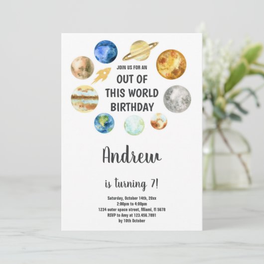 Invitations d'anniversaire de l'espace extra-atmos (Debout devant)