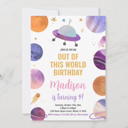 Invitations d'anniversaire de l'espace extra-atmos (Devant)