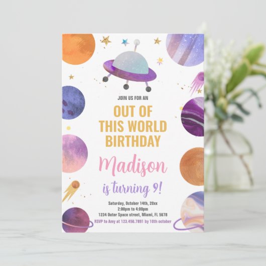 Invitations d'anniversaire de l'espace extra-atmos (Debout devant)