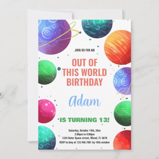 Invitations d'anniversaire de l'espace extra-atmos (Devant)